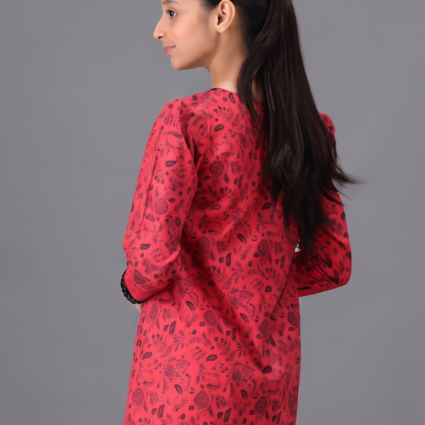 Crimson Charm Printed Co-Ord Set for Girls