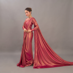 Rose Gold Radiance Satin Saree