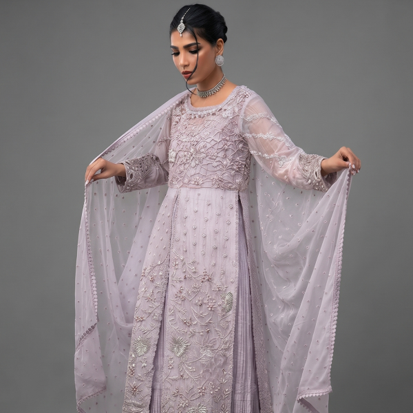 Lavender Embellished Front-Open