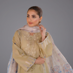 Beige Embroidered Lawn Co-ord Set