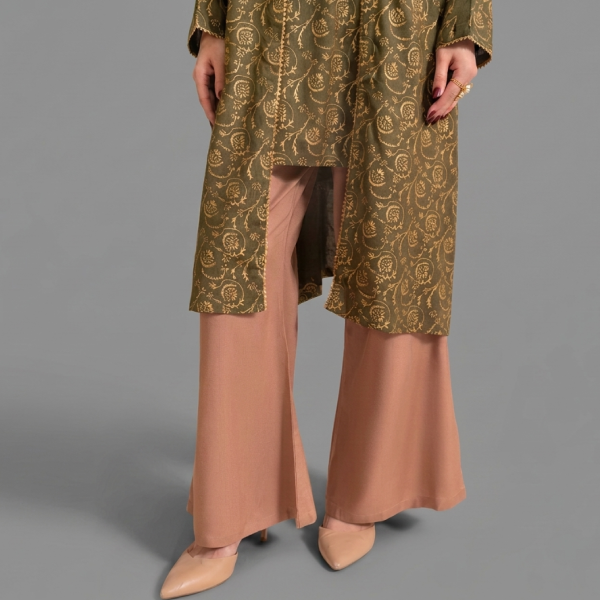 Onyx Geometric Panel Frock with Contrast Wide-Leg Pants