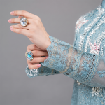 Powder Blue Floral Embroidered Luxury