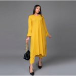 Vibrant Sunshine Yellow Contemporary Tunic & Pant Set
