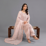 Premium Textured Blend & Organza 3-piece festive
