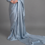 Ethereal Grey Satin Silk Saree