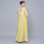 Ethereal Pistachio Green Anarkali Set with Pastel Floral Appliqué