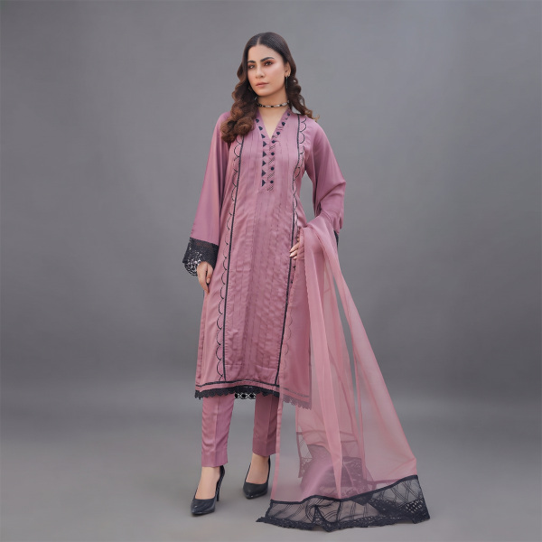 Dusty Rose Noir Embellished Suit Set