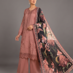 Brown Embroidered Three-Piece Suit