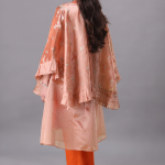 Orange Embroidered Cape-Style Three-Piece Set