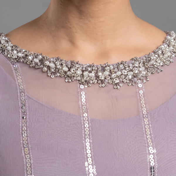 Lavender Embellished Tunic and Printed Dupatta Set