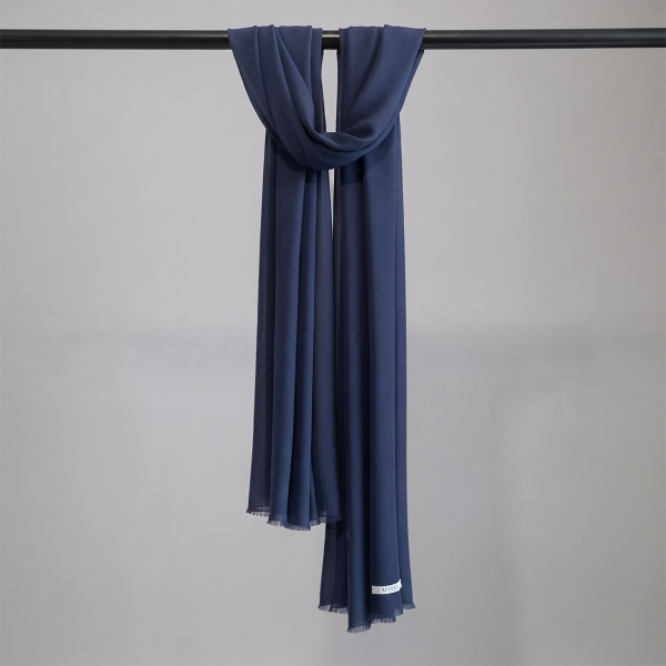 Navy Blue Turkish Lawn Scarf