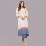 Ombré Horizon Silk Tunic with Ivory Chikankari-Style Embroidery