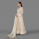 Embellished Ivory Angrakha Anarkali Set