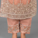 Dusty Peach Embellished Kurta with Matching Trousers