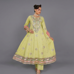 Lime Green Floral Embroidered Coordinate Set