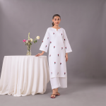 Pristine White Floral Embroidered Suit