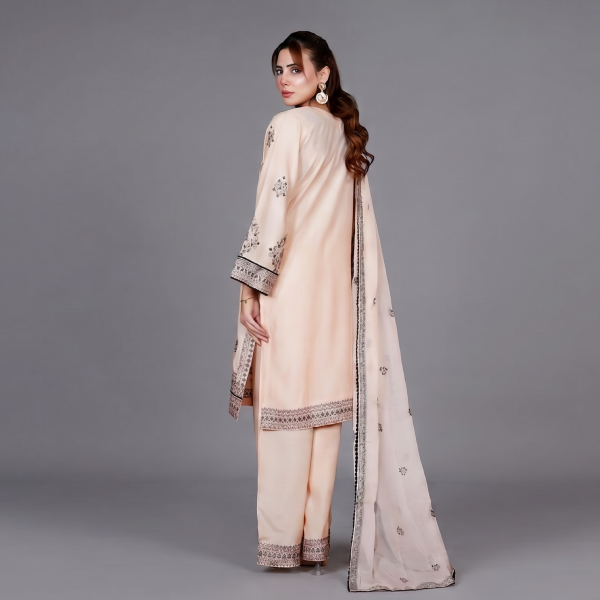Peach Embroidered Lawn Co-ord Set