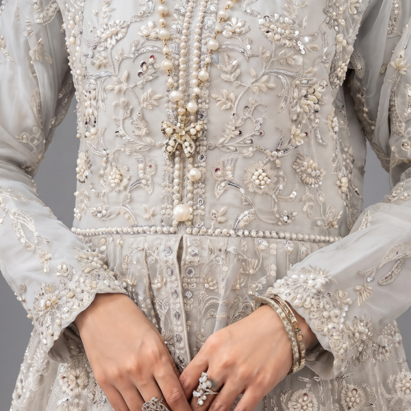 Ivory Pearl Hand-Embellished Anarkali