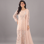 Peach Embellished Festive 3-Piece Suit