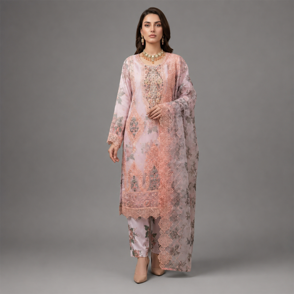 Ethereal Blush Floral Embroidered Ensemble