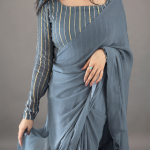 Slate Blue  Chiffon Saree