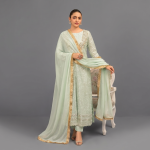 Manahil Shimmering Sea Green 3-Piece Festive Sequin Suit