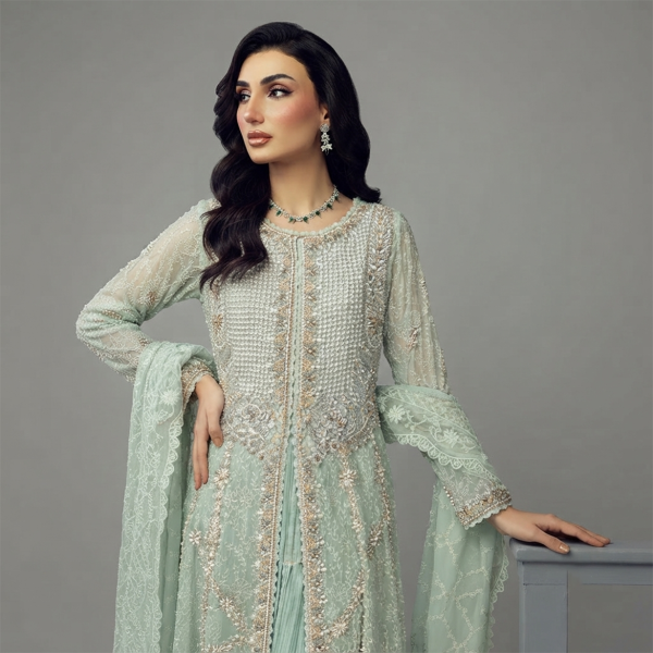 Mint Green Embellished Long Suit