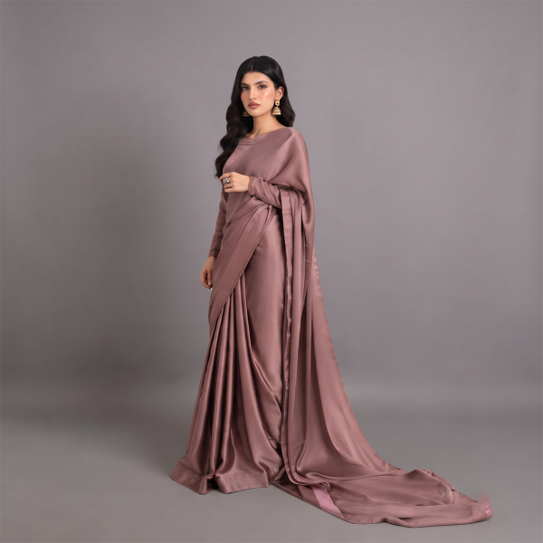 Mocha Luxe Satin Saree
