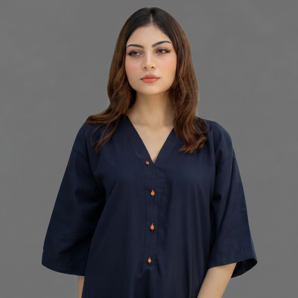 Women's Minimalist Navy Blue Co-ord Set