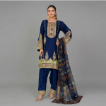 Navy Blue Ornate Embroidered Coordinate Set