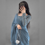 Slate Blue  Chiffon Saree