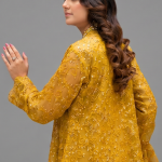 Mustard Yellow Minimalist Embroidered Organza Co-ord Set