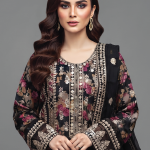 Midnight Blossom Embroidered Luxury Lawn Suit