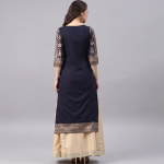 Navy and Gold Embroidered Kurta Lehenga Set