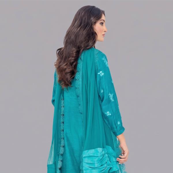 Gold Silk Ensemble with Botanical Ivory Embroidery