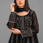 Black Minimalist Embroidered Net Co-ord Set