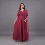 Burgundy Royale Embroidered Maxi Suit Set