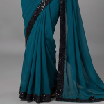 Midnight Glamour Teal Saree