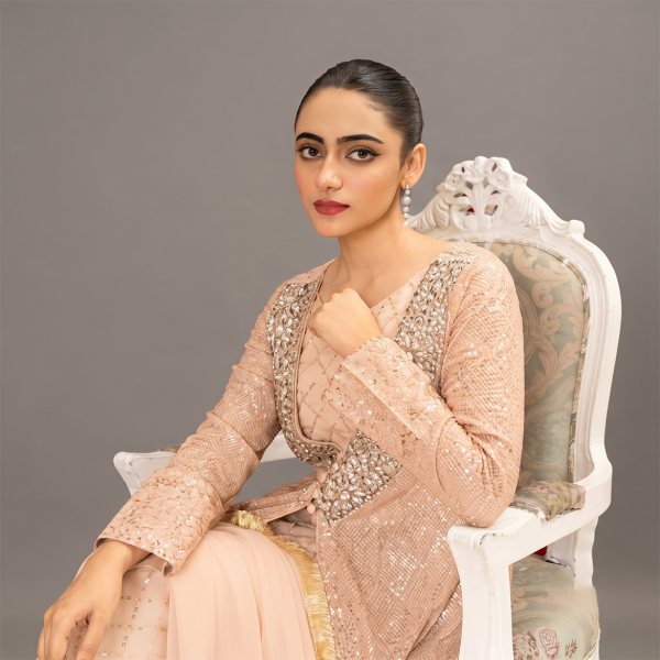 Peach Lumière Embellished 3-Piece Formal Suit