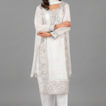 Pure White Embellished Kurta with Matching Trousers