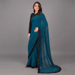 Midnight Glamour Teal Saree