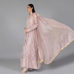 Elegant Mauve Embellished Anarkali Suit Set – 3-Piece Festive