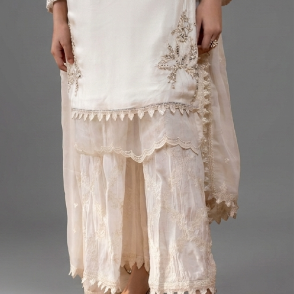 Off-White Minimalist Embroidered Co-ord Set