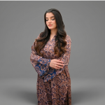 Sophisticated Floral Print Kurta with Contrasting Cuffs