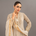 Champagne Radiance Embellished 3-Piece Festive Suit