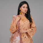 Peach Floral Embroidered Co-ord Set