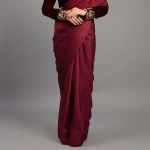 Maroon Velvet & Satin Saree