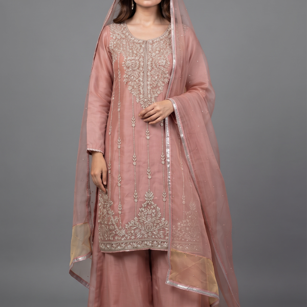 Blush Rose Embroidered Luxury 3-Piece Suit