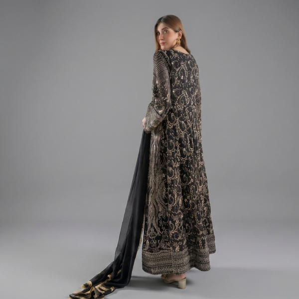Embellished Black Angrakha Set