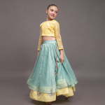 Sunshine Bloom Crop Top & Layered Lehenga